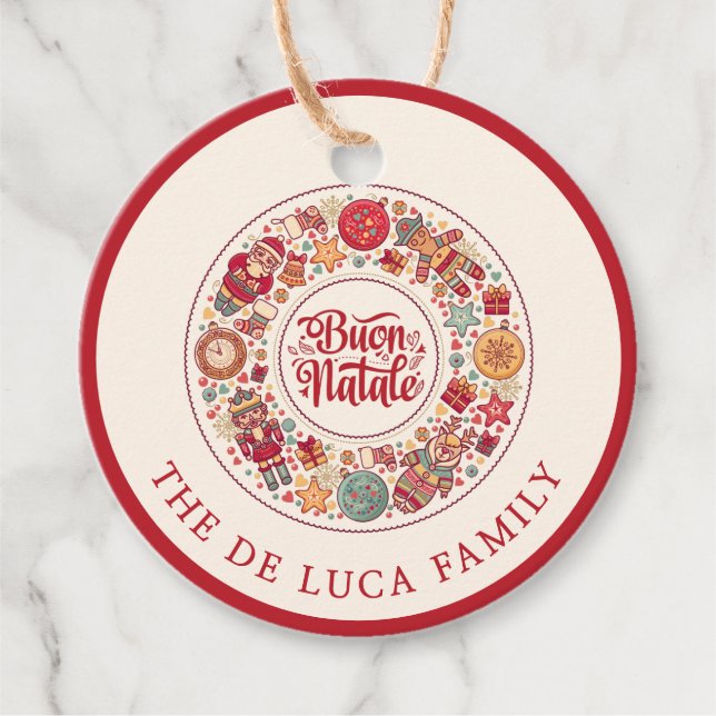 Buon Natale Wreath Geschenkanhänger (Vorderseite)