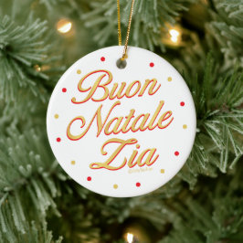 Buon Natale Zia Personalisiert Gold White Red Keramik Ornament