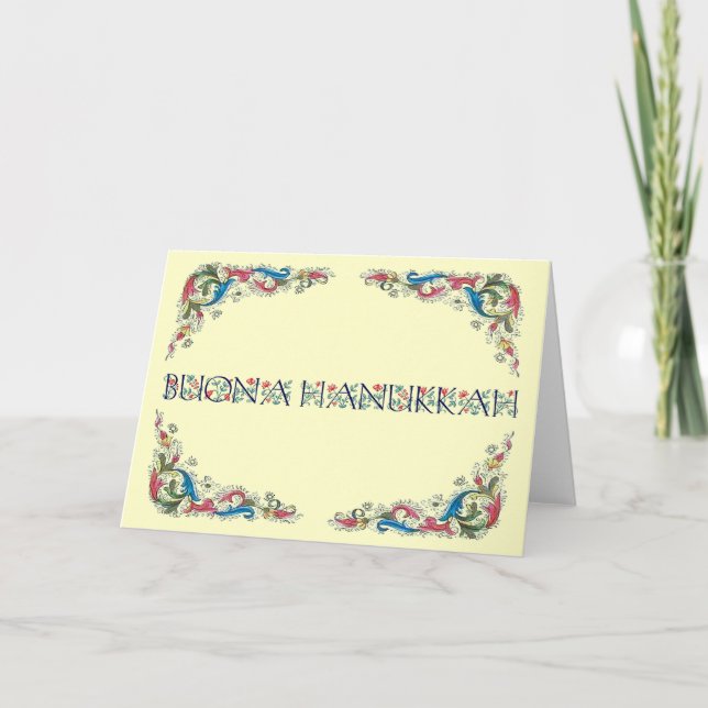Buona Chanukka - glückliches Chanukka auf Feiertagskarte (Vorderseite)