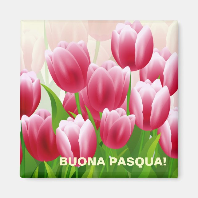 Buona Pasqua. Spring Tulips Ostermagnete Magnet (Vorne)