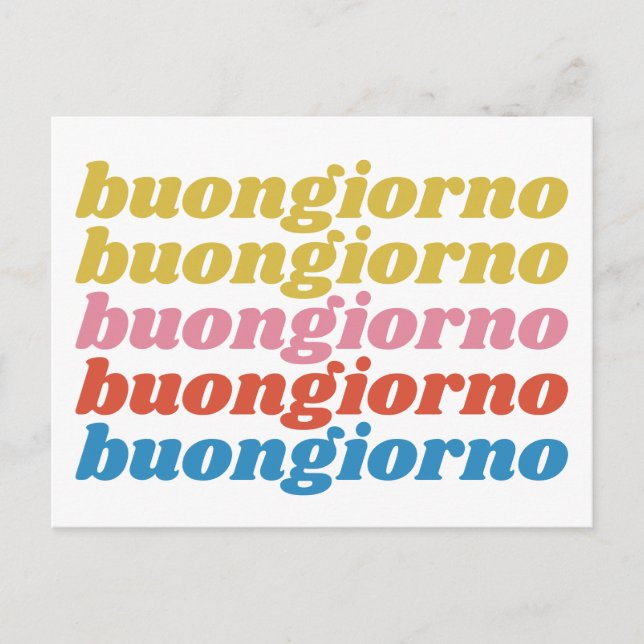 Buongiorno Italian Hello Typografy Niedlich Retro Postkarte (Vorderseite)
