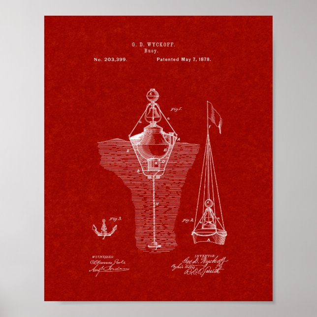 Buoys Patent - Burgundy Red Poster (Vorne)