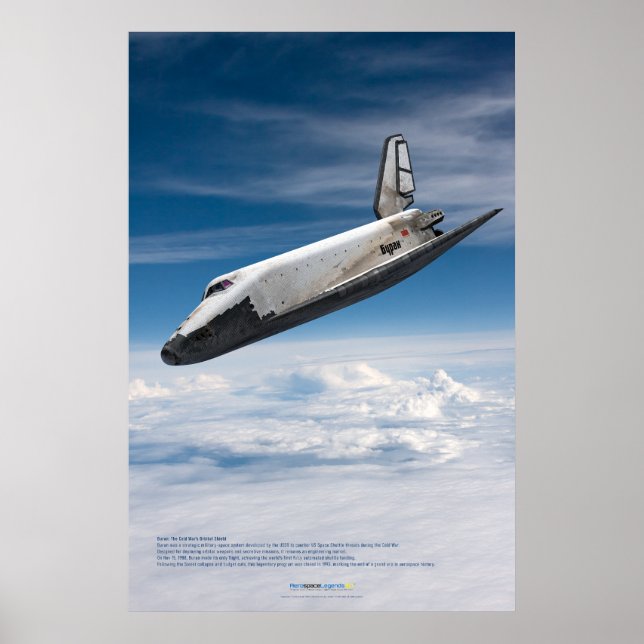 Buran Spaceplane Descending Through Clouds Poster (Vorne)