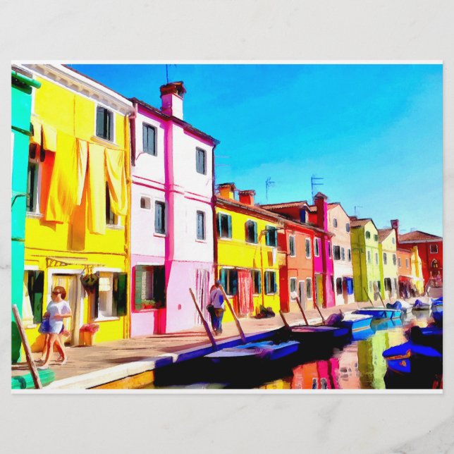 Burano, Aquarellmalerei in Venedig Flyer (Vorne)