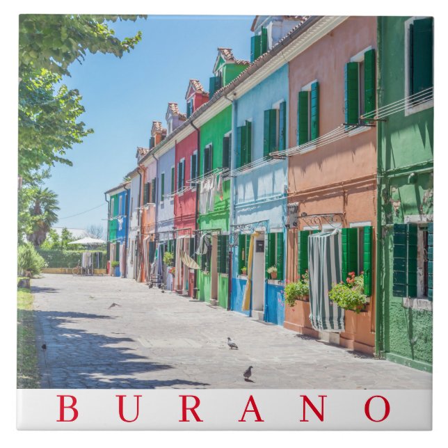 Burano farbenfrohe Häuser Blick Keramik Fliesen (Vorderseite)