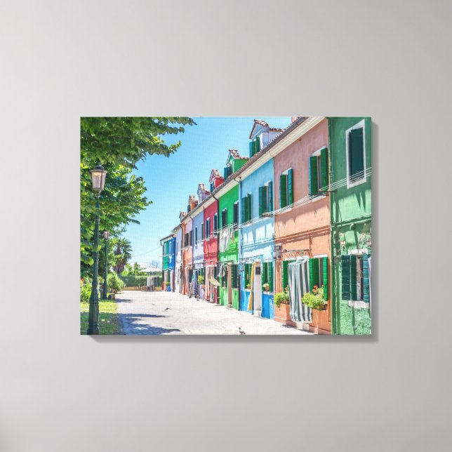 Burano-Häuser mit Blick auf Leinwand (Vorderseite)