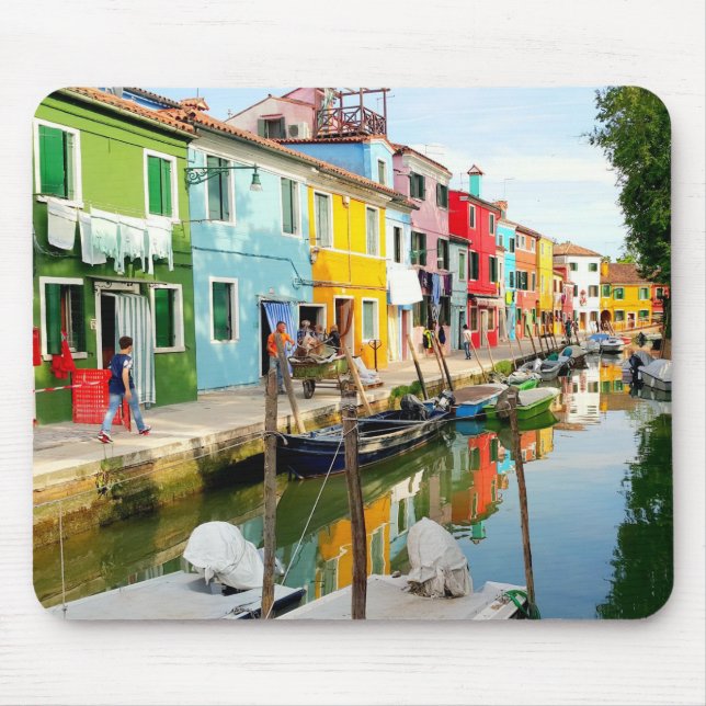 Burano Insel in der Nähe von Venedig, Rainbow Hous Mousepad (Vorne)