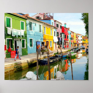 Burano Insel in der Nähe von Venedig, Rainbow Hous Poster