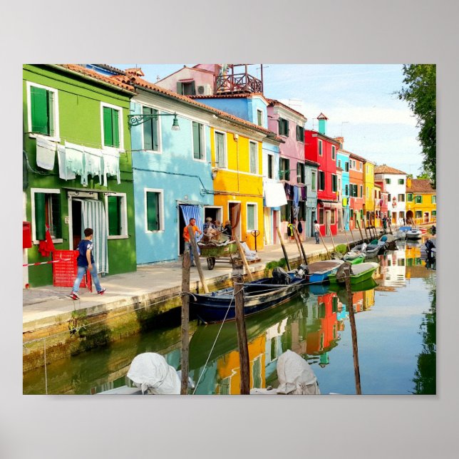 Burano Insel in der Nähe von Venedig, Rainbow Hous Poster (Vorne)