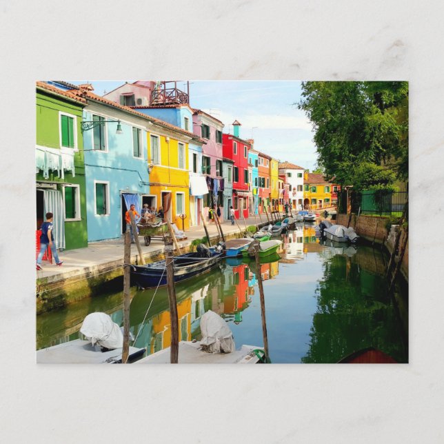 Burano Insel in der Nähe von Venedig, Rainbow Hous Postkarte (Vorderseite)