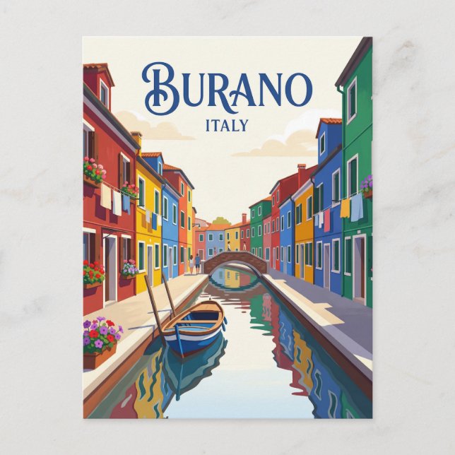 Burano Insel Italien Postkarte (Vorderseite)