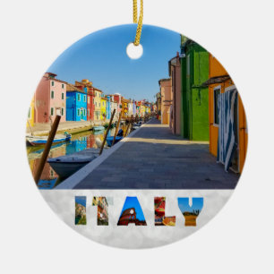 Burano Italien Farbenfrohe italienische Häuser am  Keramik Ornament