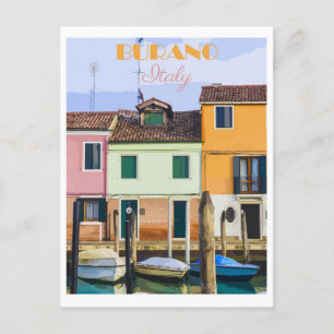 Burano Italien Farbenfrohe Jahrgänge Postkarte