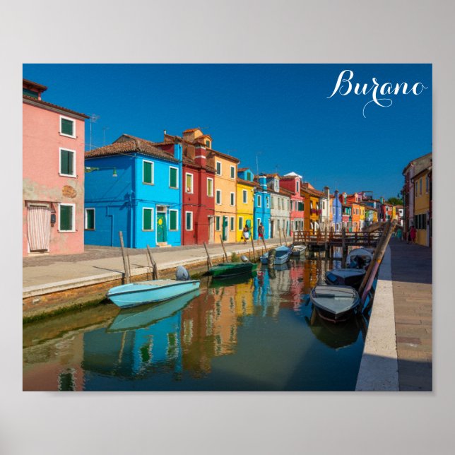 Burano Italien Farbenwohnungen am Kanal Poster (Vorne)