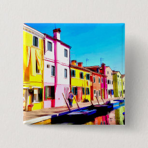 Burano, Venedig-Aquarellmalerei Button
