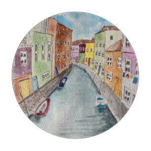 Burano Venice Helle Häuser Schneidebrett