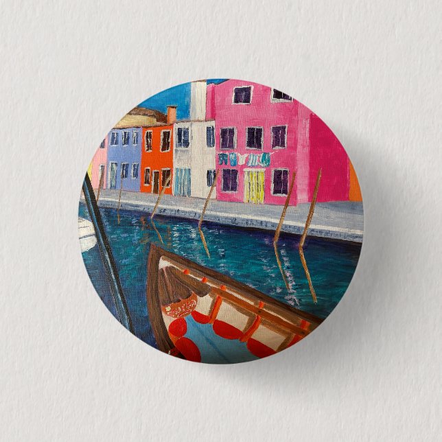 Burano Venice Italien 3 cm Abzeichen Button (Vorderseite)