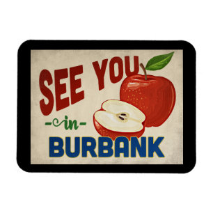Burbank California Apple - Vintage Travel Magnet