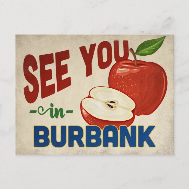 Burbank California Apple - Vintage Travel Postkarte (Vorderseite)