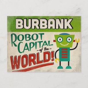 Burbank California Robot - Funny Vintag Postkarte
