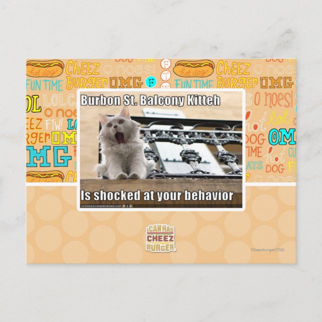 Burbon St. Balcony Kitteh Postkarte (Vorderseite)