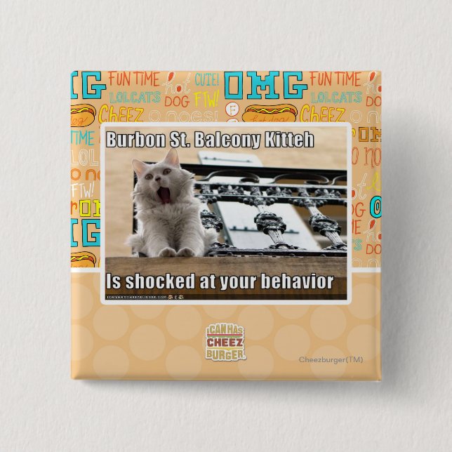 Burbon St.-Balkon Kitteh Button (Vorderseite)