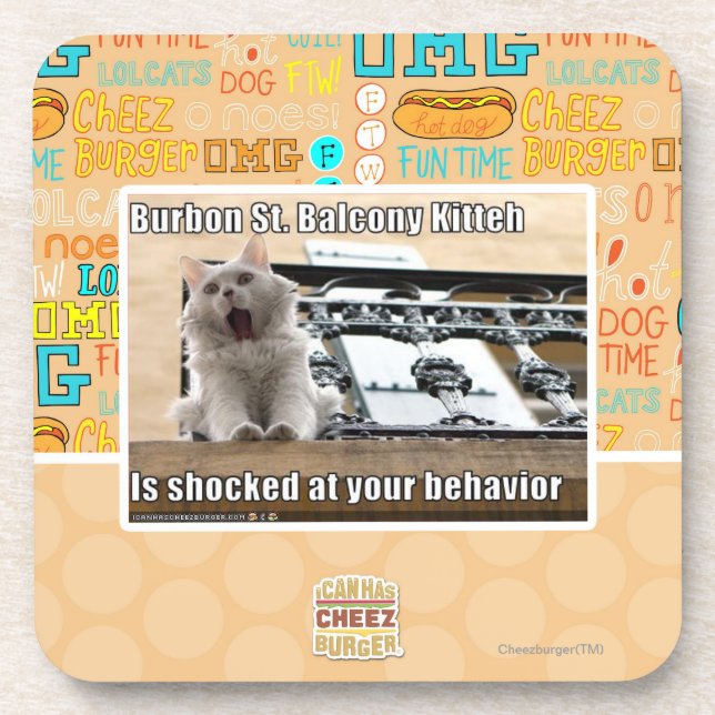 Burbon St.-Balkon Kitteh Getränkeuntersetzer (Vorderseite)