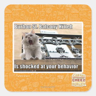 Burbon St.-Balkon Kitteh Quadratischer Aufkleber