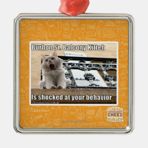 Burbon St.-Balkon Kitteh Silbernes Ornament