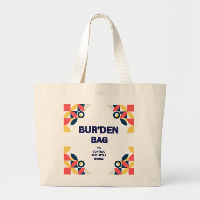 BUR'DEN BAG, NAVY GEOMETRIC CANVAS TOTE BAG JUMBO STOFFBEUTEL (Vorne)