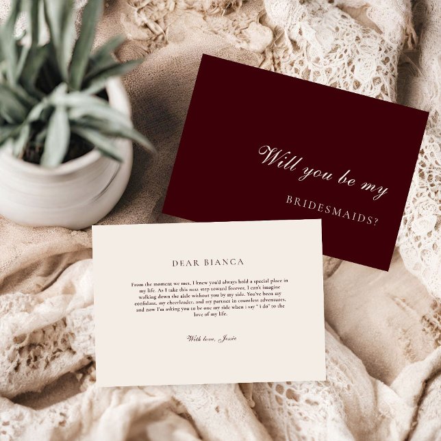 Burdund & Ivory  Bridesmaid Proposal Card Einladung (Von Creator hochgeladen)