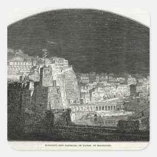 Burfords neues Panorama von Neapel durch Mondlicht Quadratischer Aufkleber