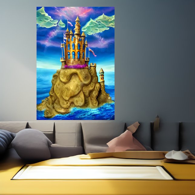 Burg am Fels am Meer | AI Art Poster (Von Creator hochgeladen)
