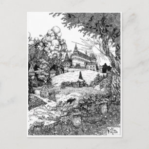Burg auf dem Hügel Postkarte