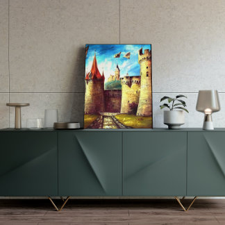 Burg Burg Courtyard mit Dorfplakat Poster