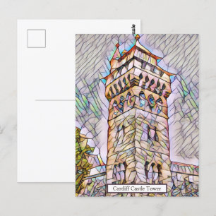 Burg Cardiff Abstraktes Kunstgiesserei Postkarte