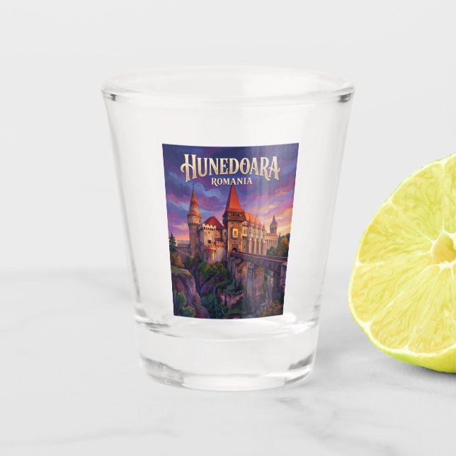 Burg Corvin Rumänien Schnapsglas (Vorderseite)