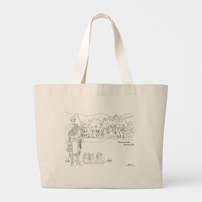 Burg Dalmunzie, Highlander, Westies Tote Bag Jumbo Stoffbeutel (Rückseite)