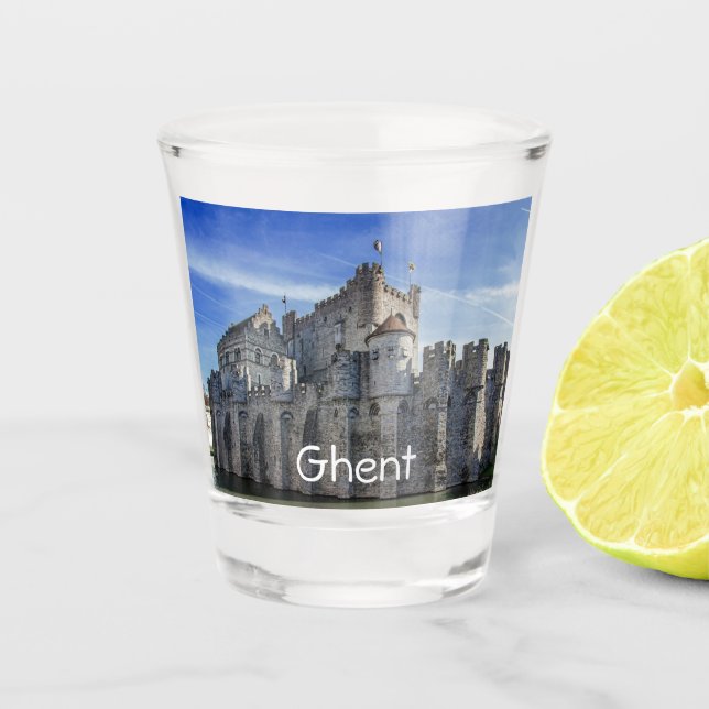 Burg der Grafen in Gent Schnapsglas (Vorderseite)