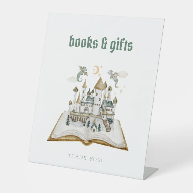 Burg Dragon Bücher & Geschenke Kinderdusche Zeiche Sockelschild (Vorderseite)