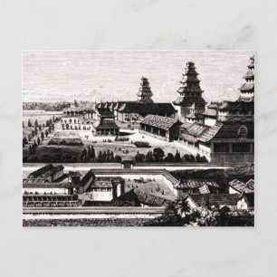Burg Edo Tokio Japan Vintage-Stich 1800er Jahre Postkarte