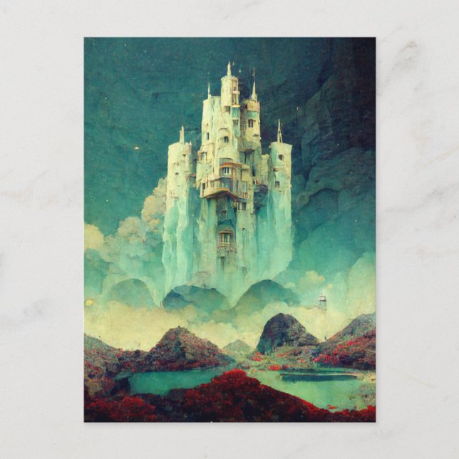 Burg Fantasy Kunst, Dichtung und Musik Postkarte (Vorderseite)