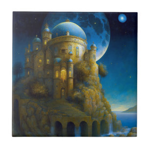 Burg Fantasy Moon Landschaft Fliese