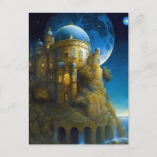 Burg Fantasy Moon Landschaft Postkarte