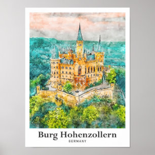 Burg Hohenzollern Deutschland Reise Aquarell Poster