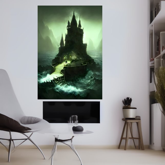 Burg im Sturmmeer | AI Art Poster (Von Creator hochgeladen)