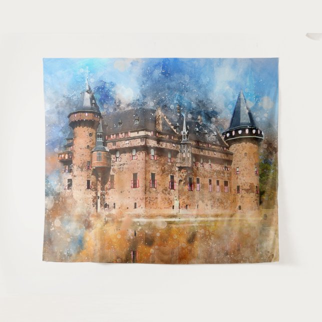 Burg im Wald Wandteppich (Vorderseite (Horizontal))