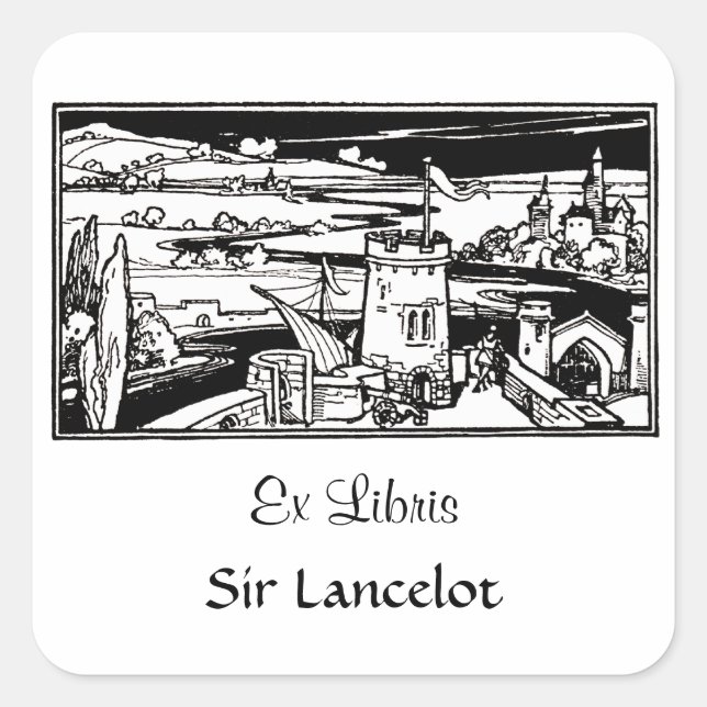 Burg Landschaft Quadratischer Aufkleber (Vorderseite)