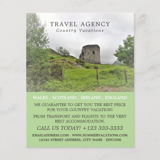 Burg Landschaft, Reiseagentur Advert Flyer (Vorne)