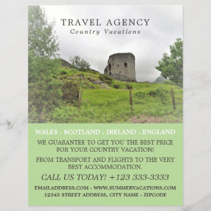 Burg Landschaft, Reiseagentur Advert Flyer